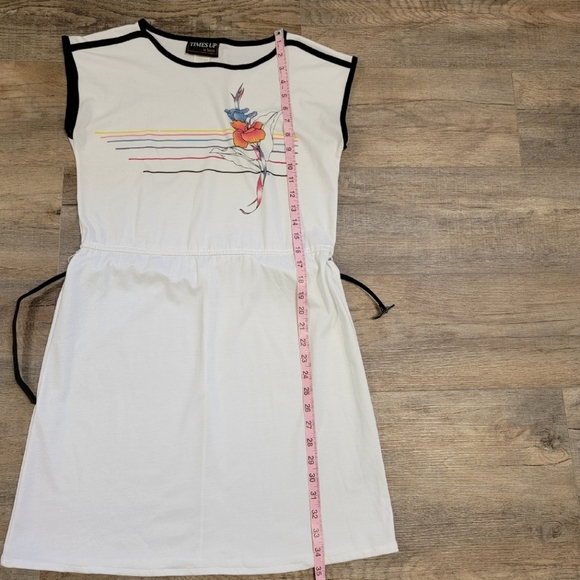 Times Up Le Temps Vintage Knit Dress White Floral Boatneck 70s 80s Size 9/10 - Picture 10 of 12